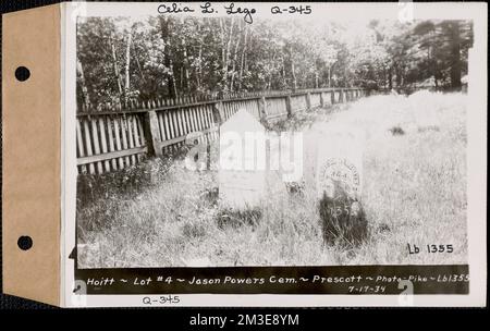 Louisa Hoitt, Samuel H. Hoitt, Jason Powers Cemetery, Lot 4, Prescott, Messe, 17. Juli 1934 : Celia L. Lego, Q-345 , Wasserwerke, Wasserspeicher, Wasserverteilungsstrukturen, Immobilien, Friedhöfe Stockfoto