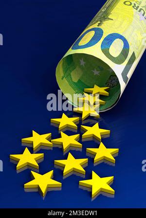 EU-Stars werden im 100-Euro-Porträtformat angezeigt Stockfoto