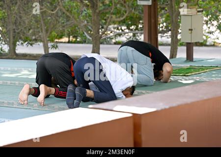 Doha, Katar. 12.. Dezember 2022. Männer, Moslems, Moslems, tagsüber Gebete, Gebet, Islam, Glaube, Religion. Fußball-Weltmeisterschaft 2022 in Katar ab 20,11. - 18.12.2022? Kredit: dpa/Alamy Live News Stockfoto