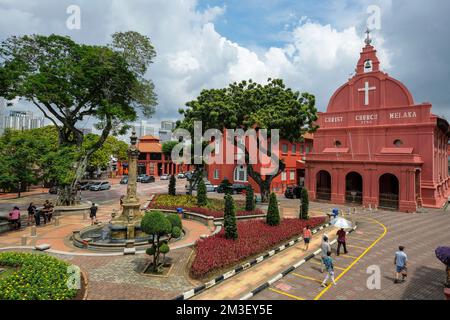 Malakka, Malaysia - 2022. November: Blick auf den niederländischen Platz in Malakka am 30. November 2022 in Malakka, Malaysia. Stockfoto