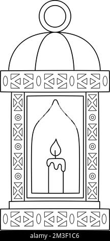 Ramadan Lantern isolierte Malseite für Kinder Stock Vektor