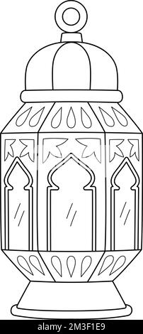 Ramadan Lantern isolierte Malseite für Kinder Stock Vektor