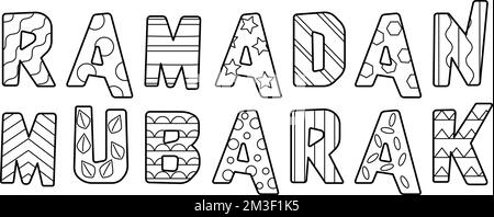 Ramadan Mubarak – isolierte Malseite für Kinder Stock Vektor