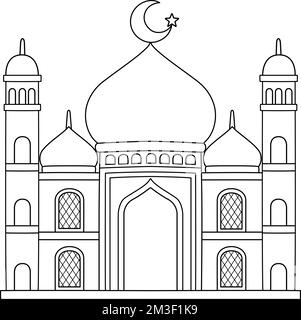 Ramadan Moschee isolierte Malseite für Kinder Stock Vektor