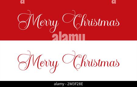 Merry Christmas Schriftzug Handschrift auf weißem und rotem Hintergrund, Merry Christmas Textstile, Merry Christmas 2023 Kalligrafie Stock Vektor