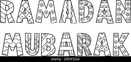 Ramadan Mubarak – isolierte Malseite für Kinder Stock Vektor