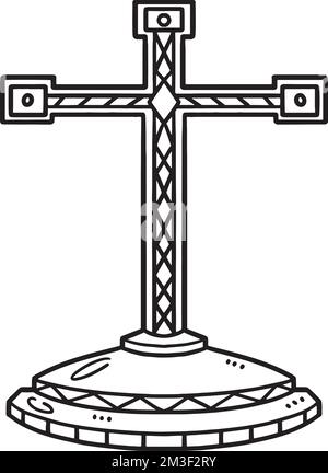 Christen Altar Kreuz Isolierte Malseite Stock Vektor