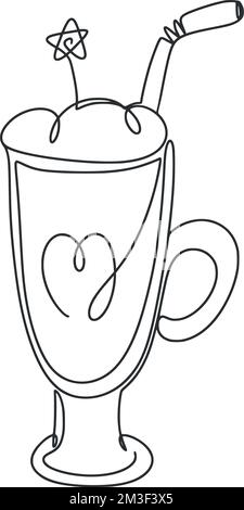 Milchshake mit Schaumstoffröhrchen und Dekorationszeichnungen Stock Vektor