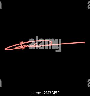 Neon Signature Handschrift Rot Vektor Illustration Bild flaches Licht Stock Vektor