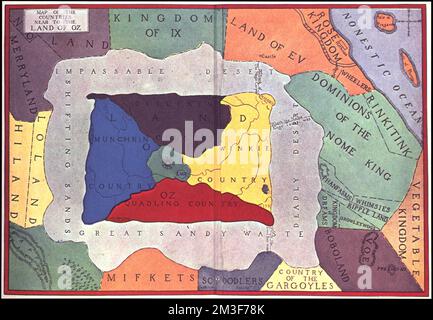 Karte der Länder in der Nähe des Landes Oz , Oz Imaginary Place, Maps, Baum, L. Frank Lyman Frank, 1856-1919 Norman B. Leventhal Map Center Collection Stockfoto