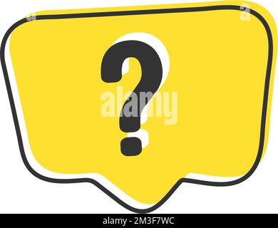 Gelbe Sprechblase Hand Zeichnen Sie ein Textfeld mit einem Fragezeichen. Schritt 10 Stock Vektor