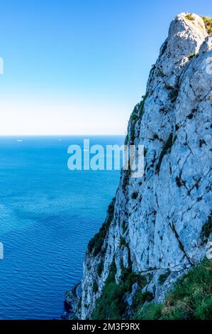 Meerblick vom Gibraltar Europa Point Rock. Blick auf Gibraltar Stockfoto