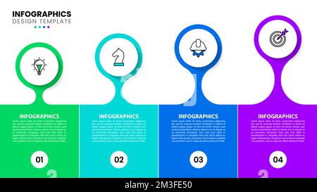 Infografik-Vorlage mit Symbolen und 4 Optionen oder Schritten. Kann für Workflow-Layout, Diagramm, Banner, webdesign verwendet werden. Vektorgrafik Stock Vektor