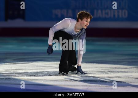 Turin, Italien, 11.. Dezember 2022. Ilia Malinin aus der Bronze für Männer aus den USA tritt während des Ausstellungsprogramms im Palavela in Turin auf. Foto: 11.. Dezember 2022. Der Bildausdruck sollte lauten: Jonathan Moscrop/Sportimage Stockfoto