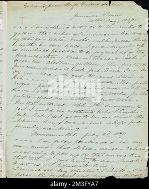 Margaret Fuller Manuskript Letter (copy) Extracts, Jamaica Plain, 13. Mai 1839 , Stockfoto