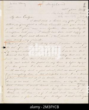 Margaret Fuller Manuskript Brief (Kopie) an Frau Emelyn Story, Reiti, Italien?, 22. Juni 1848 , Stockfoto