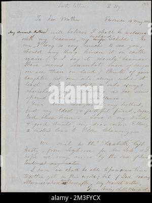 Margaret Fuller Manuskript Brief (Kopie) an Margaret (Crane) Fuller, Florenz, 14. Mai 1850 Stockfoto