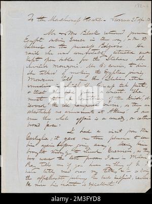 Margaret Fuller Manuskript Brief (Kopie) an Marchesa Arconati Visconti, Florenz, 25. April 1850 , Stockfoto