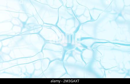 Neuronen im Gehirn. Nervenzelle. Neurone. Neuronzellen. Neurologie. 3D Abbildung. Stockfoto