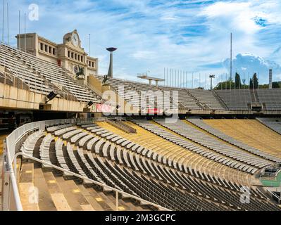 Das ehemalige Olympiastadion Estadi Olimpic Lluis Companys, Barcelona, Katalonien, Spanien Stockfoto