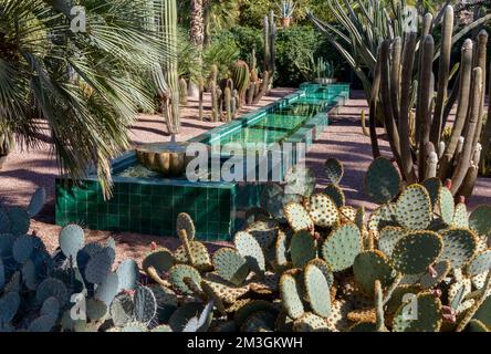 Villa Oasis - Heimat von Yves Saint Laurent und Pierre Berge, jetzt für die Öffentlichkeit geöffnet. Neben Jardin Majorelle - The Blue Garden, ebenfalls im Besitz von YSL. Stockfoto