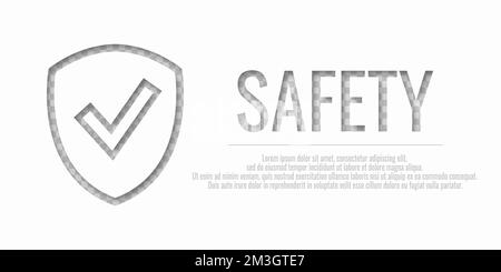 Sicherheit geht vor. Vektordarstellung mit WORTSICHERHEIT auf transparentem Hintergrund. Platz für Ihre SMS. Stock Vektor