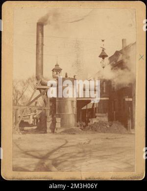 Metropolitan Water Works Verschiedenes, Ecke Chestnut Street und unidentifiziert, Bau oder Wartung, wahrscheinlich Boston Water Works, Boston?, Mass., Ca. 1895-1899, Wasserwerke, Rohrleitungen, Baustellen Stockfoto
