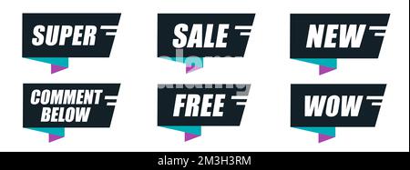 Sprechblasen mit Wörtern in sozialen Medien. Kommentar zu Faltensatz. Stock Vektor