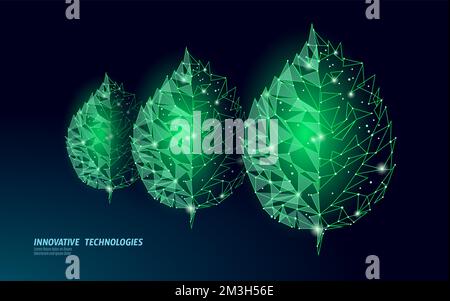 Verbundene Punkte weisen auf Dreiecksblätter mit Linien hin. Eco Nature Concept auf grünem Hintergrund Beleuchtung geometrische, poligonale Vorlage mit niedrigem Poly-Symbol Vektordarstellung Stock Vektor