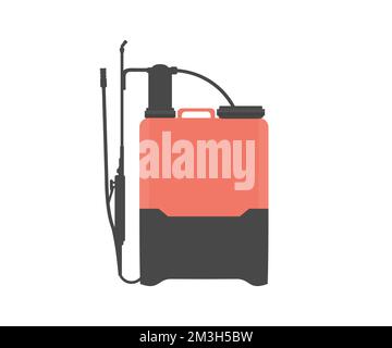 Rucksack-Sprühgerät, Pestizid-Akku-Sprühgerät, Drucksprühgerät-Symbol. Desinfektionsmittelkanister. Gartensprühpistole unter Druck für jede kommerzielle Anwendung. Stock Vektor