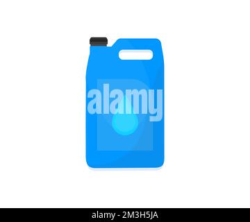 Autowaschmittelflasche, Kanister-Logo-Design. Autowaschanlagenkonzept, Autowaschanlage. Kunststoffflasche mit chemischem Reinigungsmittel. Stock Vektor