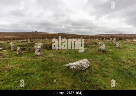 Tregeseal East Stone Circle; St Just; Cornwall; Großbritannien Stockfoto