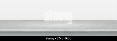Graue Betonstein Arbeitsplatte auf weißem Panorama-Hintergrund, Werbe-Web-Vorlage - Vektor-Illustration Stock Vektor