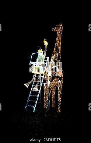 Budapest Ungarn, November 25 2022 - der Lumina Park ist eine Lichtausstellung in Budapest auf der Insel Margit Stockfoto