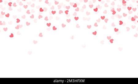 Herzkonfetti-Dusche mit Platz zum Ausfüllen. Vorlage für Hochzeitseinladungen. Rosa Herzen Konfetti fallen. Stock Vektor