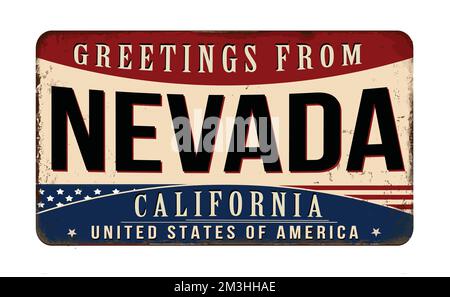 Grußzeichen aus Nevada aus rostigem Metall auf weißem Hintergrund, Vektorgrafik Stock Vektor