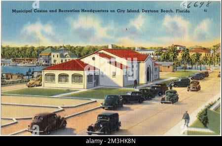 Municipal Casino and Recreation Headquarters auf City Island, Daytona Beach, Florida , Organizations' facilities, Tichnor Brothers Collection, Postkarten der Vereinigten Staaten Stockfoto