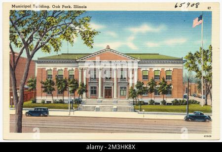 Municipal Building, Oak Park, Illinois, Regierungseinrichtungen, Tichnor Brothers Collection, Postkarten der Vereinigten Staaten Stockfoto