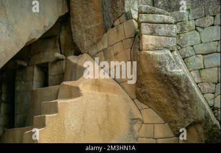 Mondtempel in Machu Picchu, Heiliges Tal, Cusco, Peru Stockfoto