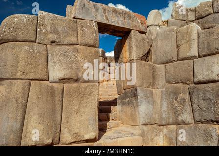 Inka-Steinbautor in Sacsayhuaman, 15.. Jahrhundert. Cuzco. Peru Stockfoto