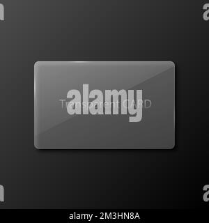 Realistisches Layout einer transparenten Bankkarte mit Hervorhebungen. Bankkarte. Banner, Glas-Morphismus-Stil. Stock Vektor