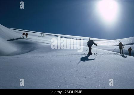 Hochalpinski auf dem Weg zum Gipfel im Winter Berner Oberland in der schweiz Stockfoto