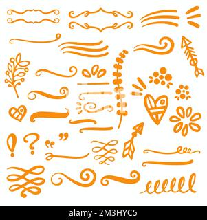 Orangefarbenes Muster Mit Geschwungenem Logo Und Ornamentdesign Stock Vektor