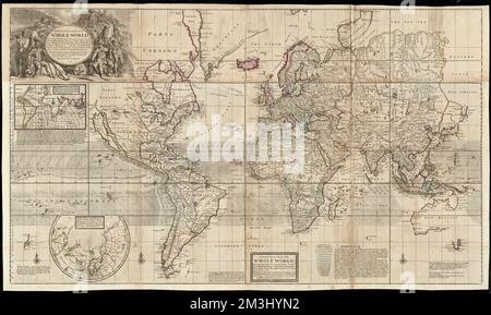 Eine neue und korrekte Karte der ganzen Welt : die Situation ihrer wichtigsten Teile. Die Ozeane, Königreiche, Flüsse, Umhänge, Häfen, Berge, Wälder, Passatwinde, Monsunen, Variationen des Ye-Kompasses, Klima, &c.. ; Mit den bemerkenswertesten Spuren der mutigen Versuche, die unternommen wurden, um den Nordosten und Nordwest Passagen herauszufinden, Weltkarten, frühe Werke bis 1800, Trade Winds, Karten, frühe Arbeiten bis 1800 Norman B. Leventhal Map Center Collection Stockfoto