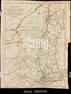Eine neue und genaue Karte der Provinz New York und eines Teils der Jerseys, New England und Kanada, die die Szenen unserer Militäroperationen während des gegenwärtigen Krieges enthält: Auch der neu errichtete Staat Vermont , New York State, History, Revolution, 1775-1783, Karten, frühe Werke bis 1800, New Jersey, Geschichte, Revolution, 1775-1783, Karten, frühe Werke bis 1800, Neuengland, Geschichte, Revolution, 1775-1783, Karten, frühe Werke bis 1800, Kanada, Geschichte, 1775-1783, Karten, Frühe Arbeiten bis 1800, Vermont, Geschichte, Revolution, 1775-1783, Karten, frühe Werke bis 1800, Nordoststaaten, Geschichte, 18.. Jahrhundert, Karten Stockfoto