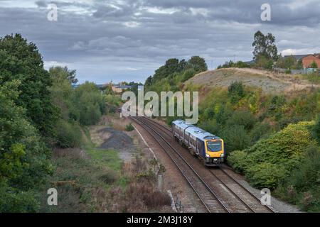 Northern Rail Klasse 195 Dieselzug, gebaut in Spanien von CAF, vorbei an Normanton, Yorkshire, Großbritannien Stockfoto