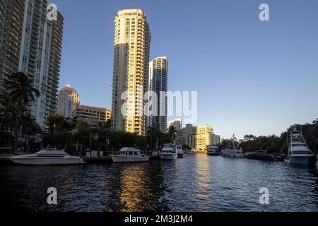 Der New River im Herzen von Fort Lauderdale, Florida, USA Stockfoto