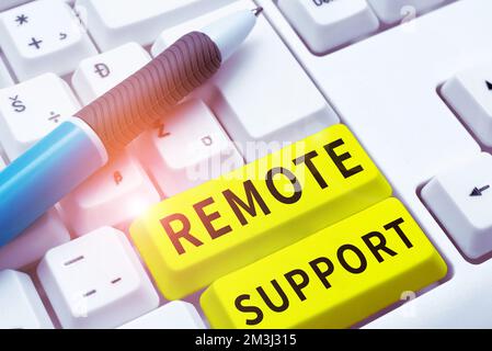 Schild mit Anzeige des Remote-Supports. Business Showcase helfen Endbenutzern, Computerprobleme und -Probleme Remote zu lösen Stockfoto