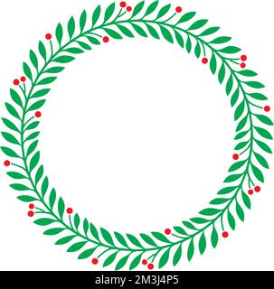 Weihnachten Holly Kranzfarbe. Vektordarstellung. Symbol Für Neues Jahr. Stock Vektor