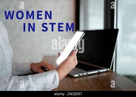 Text zeigt Inspiration Women in Stem. Business Concept Science Technology Engineering Mathematics Scientist Research Stockfoto